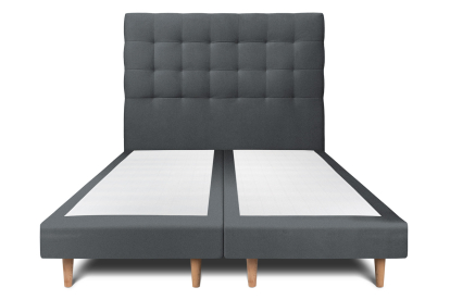 Lit 2x 100x200 cm - Sommier tapissier H29 cm + tête de lit capitonnée - Tissu Velours Gris Anthracite
