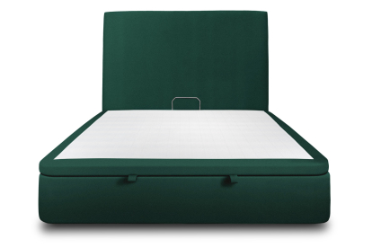 Lit coffre 140x200 cm avec Tête de lit tapissée - Tissu Velours Vert
