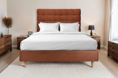 Tête de lit 135 cm Capitonnée - Tissu Bouclette Terracotta