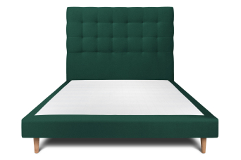 Lit 160x200 cm - Sommier tapissier H29 cm + tête de lit capitonnée - Tissu Velours Vert