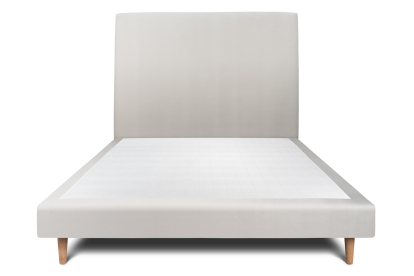 Lit 140x200 cm - Sommier tapissier H29 cm + tête de lit tapissée - Tissu Velours Gris Clair