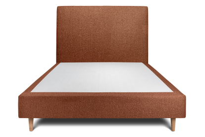 Lit 160x200 cm - Sommier tapissier H35 cm + tête de lit tapissée - Tissu Bouclette Terracotta