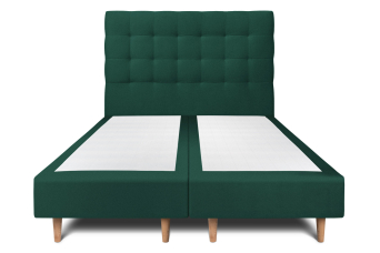 Lit 2x 100x200 cm - Sommier tapissier H35 cm + tête de lit capitonnée - Tissu Velours Vert