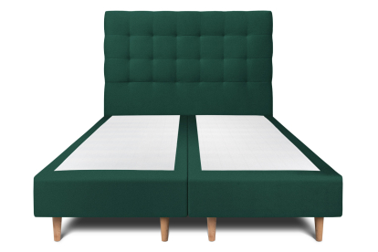 Lit 2x 100x200 cm - Sommier tapissier H35 cm + tête de lit capitonnée - Tissu Velours Vert