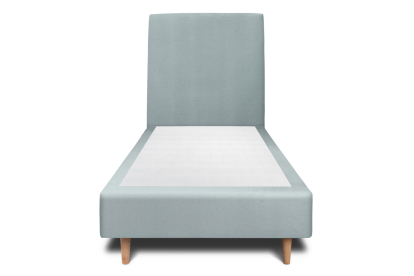 Lit 90x190 cm - Sommier tapissier H35 cm + tête de lit tapissée - Tissu Velours Gris Bleuté