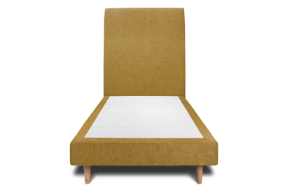 Lit 90x200 cm - Sommier tapissier H29 cm + tête de lit tapissée - Tissu Toile natté Jaune