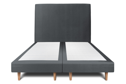 Lit 2x 90x200 cm - Sommier tapissier H29 cm + tête de lit tapissée - Tissu Velours Gris Anthracite