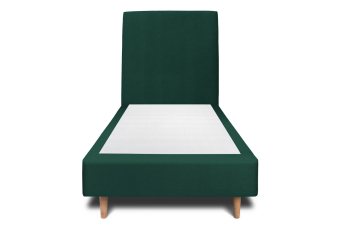 Lit 90x190 cm - Sommier tapissier H35 cm + tête de lit tapissée - Tissu Velours Vert