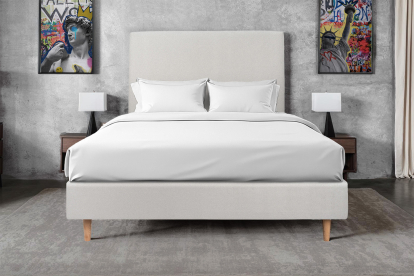 Tête de lit 135 cm Tapissée - Tissu Velours Gris Clair