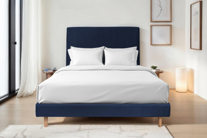 Sommier Tapissier 140x200 cm - H29 cm - Velours - Bleu océan