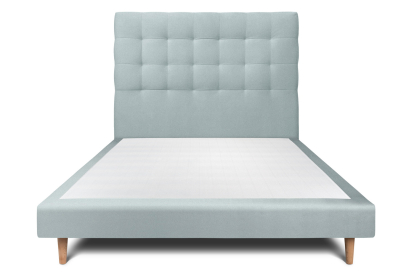 Lit 160x200 cm - Sommier tapissier H29 cm + tête de lit capitonnée - Tissu Velours Gris Bleuté