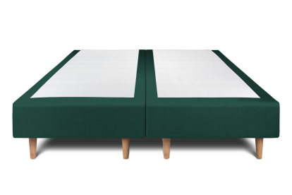 Lit 2x 90x200 cm - Sommier tapissier H35 cm + tête de lit capitonnée - Tissu Velours Vert