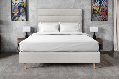 Tête de lit 150 cm Lignes - Tissu Velours Gris Clair