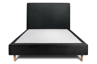 Lit 140x200 cm - Sommier tapissier H35 cm + tête de lit tapissée - Tissu Bouclette Noir