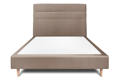 Lit 160x200 cm - Sommier tapissier H35 cm + tête de lit à lignes - Tissu Velours Taupe