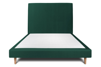 Lit 140x190 cm - Sommier tapissier H29 cm + tête de lit tapissée - Tissu Velours Vert