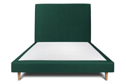 Lit 140x190 cm - Sommier tapissier H29 cm + tête de lit tapissée - Tissu Velours Vert