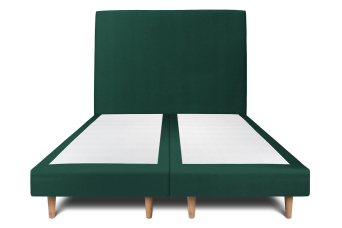 Lit 2x 100x200 cm - Sommier tapissier H29 cm + tête de lit tapissée - Tissu Velours Vert