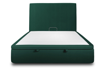 Lit coffre 160x200 cm avec Tête de lit tapissée - Tissu Velours Vert