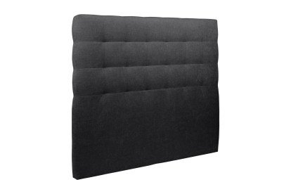 Lit coffre 140x200 cm avec Tête de lit capitonnée - Tissu Toile natté Noir