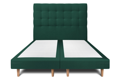 Lit 2x 80x200 cm - Sommier tapissier H29 cm + tête de lit capitonnée - Tissu Velours Vert