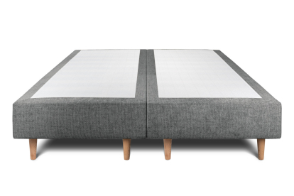 Lit 2x 90x200 cm - Sommier tapissier H35 cm + tête de lit tapissée - Tissu Toile natté Gris Anthracite