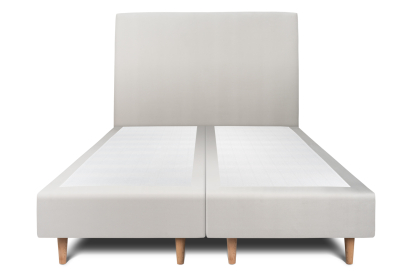 Lit 2x 90x200 cm - Sommier tapissier H35 cm + tête de lit tapissée - Tissu Velours Gris Clair