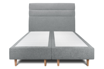 Lit 2x 100x200 cm - Sommier tapissier H35 cm + tête de lit à lignes - Tissu Toile natté Gris Anthracite