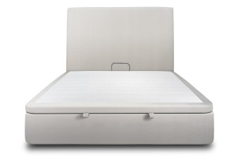 Lit coffre 200x200 cm avec Tête de lit tapissée - Tissu Velours Gris Clair