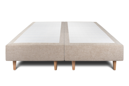 Lit 2x 100x200 cm - Sommier tapissier H35 cm + tête de lit tapissée - Tissu Toile natté Beige Brun
