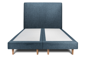 Lit 2x 100x200 cm - Sommier tapissier H29 cm + tête de lit tapissée - Tissu Bouclette Bleu
