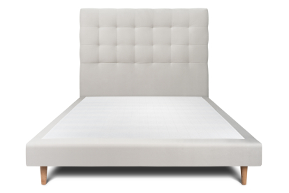 Lit 160x200 cm - Sommier tapissier H29 cm + tête de lit capitonnée - Tissu Velours Gris Clair