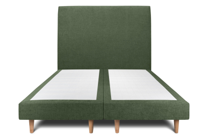 Lit 2x 100x200 cm - Sommier tapissier H29 cm + tête de lit tapissée - Tissu Toile natté Vert Kaki