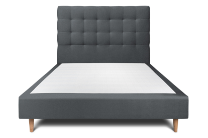 Lit 160x200 cm - Sommier tapissier H35 cm + tête de lit capitonnée - Tissu Velours Gris Anthracite