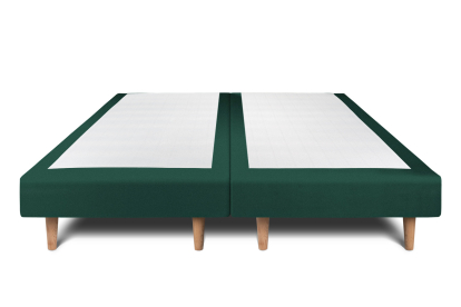 Lit 2x 80x200 cm - Sommier tapissier H29 cm + tête de lit tapissée - Tissu Velours Vert