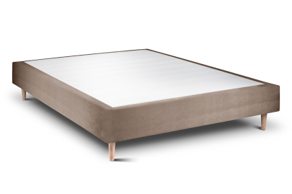 Lit 140x190 cm - Sommier tapissier H35 cm + tête de lit capitonnée - Tissu Velours Taupe