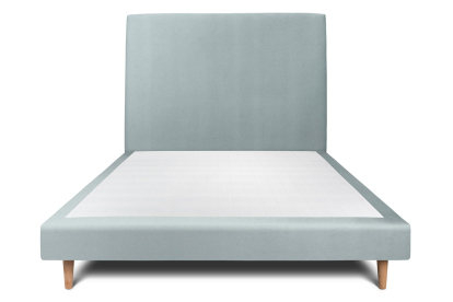 Lit 140x200 cm - Sommier tapissier H29 cm + tête de lit tapissée - Tissu Velours Gris Bleuté