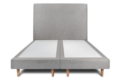 Lit 2x 100x200 cm - Sommier tapissier H29 cm + tête de lit tapissée - Tissu Bouclette Gris