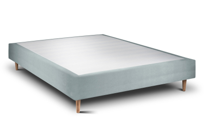 Lit 160x200 cm - Sommier tapissier H35 cm + tête de lit tapissée - Tissu Velours Gris Bleuté