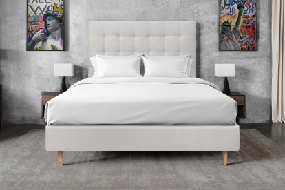 Tête de lit 135 cm Capitonnée - Tissu Velours Gris Clair