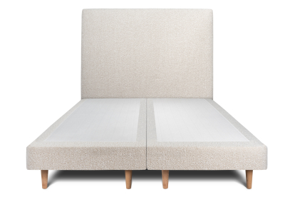 Lit 2x 80x200 cm - Sommier tapissier H29 cm + tête de lit tapissée - Tissu Bouclette Beige Clair