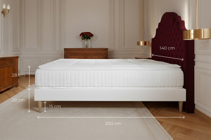 Ensemble Matelas Sommier 140x200 cm - Sommier Blanc (déjà monté) - George V