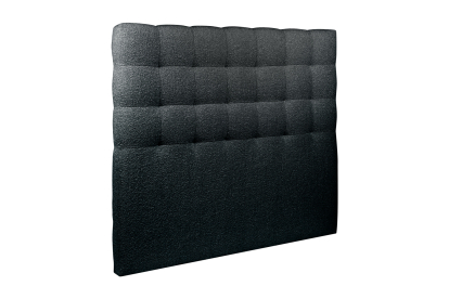 Lit 140x190 cm - Sommier tapissier H35 cm + tête de lit capitonnée - Tissu Bouclette Noir