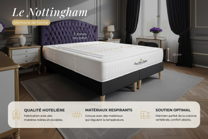 Ensemble Matelas Sommier 160x200 cm - 2 Sommiers Blanc - Nottingham