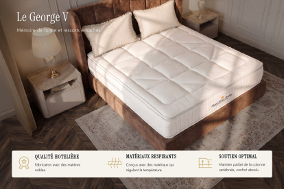 Matelas 160x200 cm Ressorts ensachés et Mémoire de forme - George V