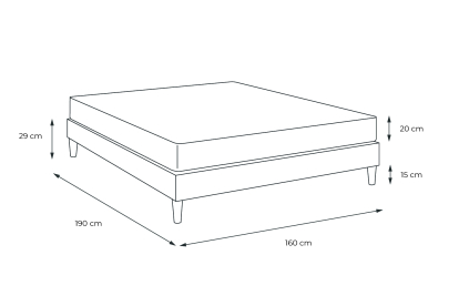 Ensemble Matelas Sommier 160x190 cm - Sommier Noir (en kit) - Nottingham