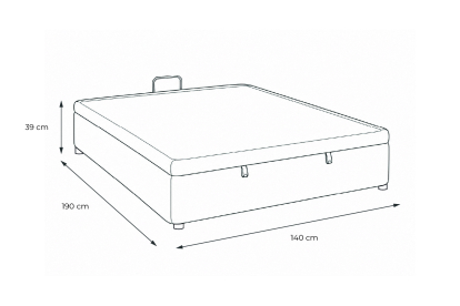Sommier Coffre 140x190 cm - Bouclette - Bleu