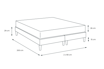 Pack lit complet 180x200 cm - Matelas + Sommier Blanc + 2 oreillers + Couette - Windsor