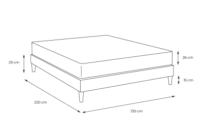 Ensemble Matelas Sommier 130x220 cm - Sommier Noir (en kit) - Windsor