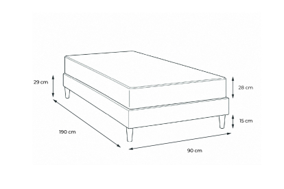 Ensemble Matelas Sommier 90x190 cm - Sommier Noir (en kit) - George V